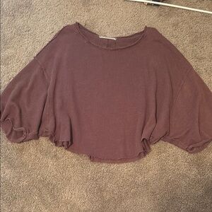 We The Free Purple Puff Sleeve Crop Top